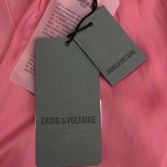 Zadig & Voltaire Women’s Tink Satin V-Neck Blouse Rubber Pink - Picture 6 of 12